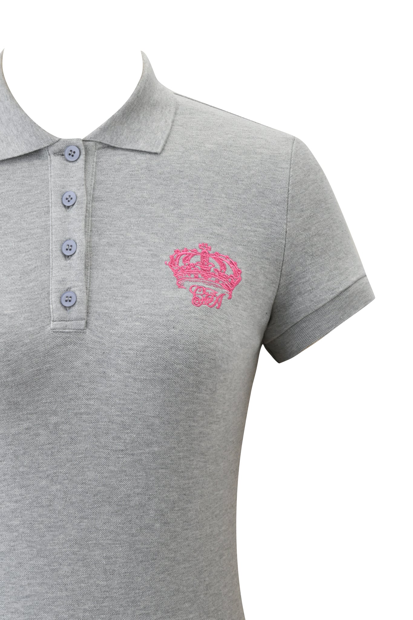 Grey Fitted Short Sleeve Polo Top