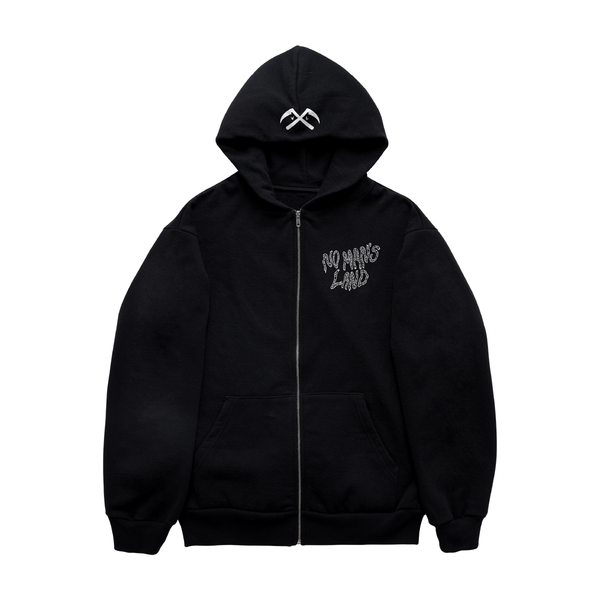 No Man's Land Zip-Up Hoodie - Black