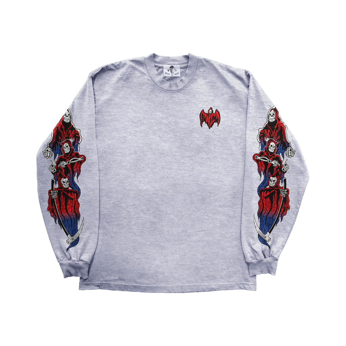 Web Three Reapers Long Sleeve T-Shirt - Heather Grey