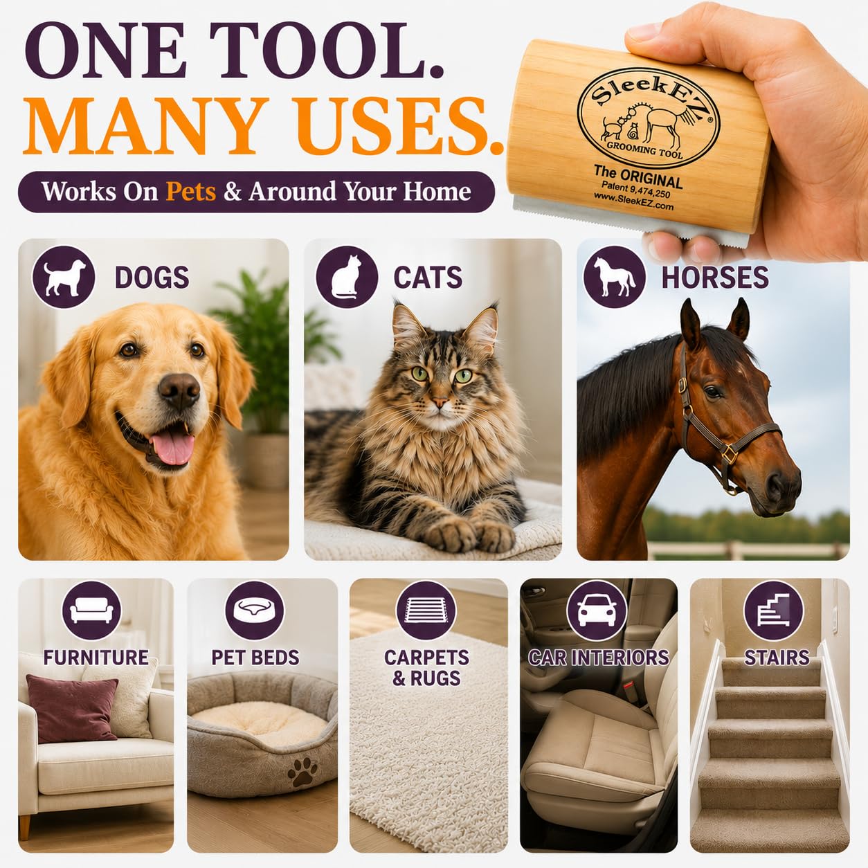 5-Inch Pet Deshedding Brush - 2 Pack