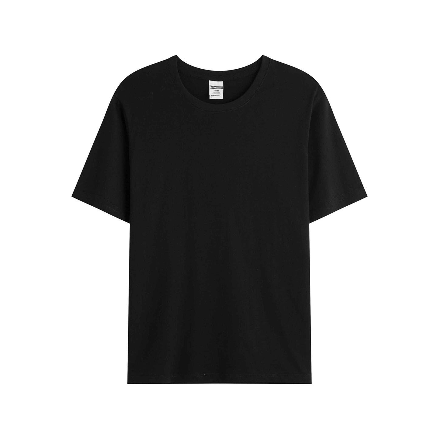 Black solid color high-quality cotton T-shirt