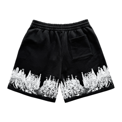 Kingdom Castle Fleece Shorts - Black