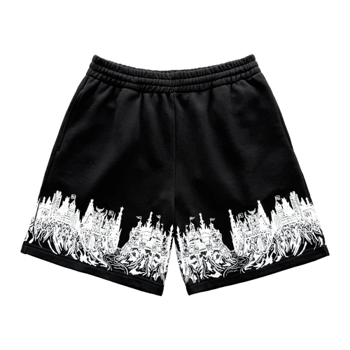Kingdom Castle Fleece Shorts - Black