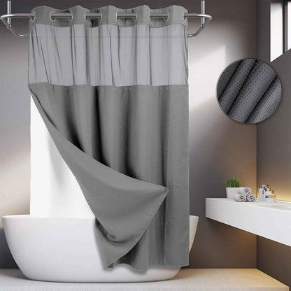 Hookless Double-Layer Shower Curtain with Snap-In Liner