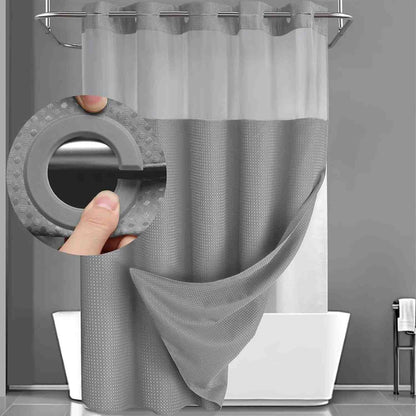 Hookless Double-Layer Shower Curtain with Snap-In Liner