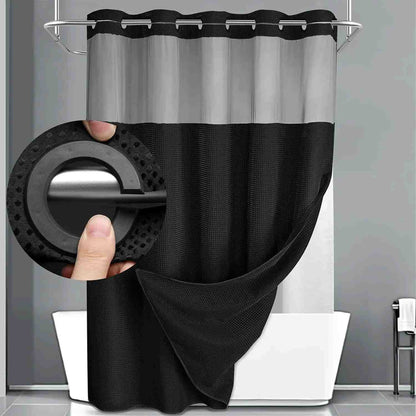 Hookless Double-Layer Shower Curtain with Snap-In Liner