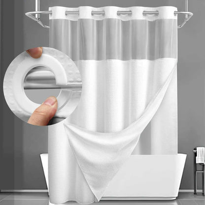 Hookless Double-Layer Shower Curtain with Snap-In Liner