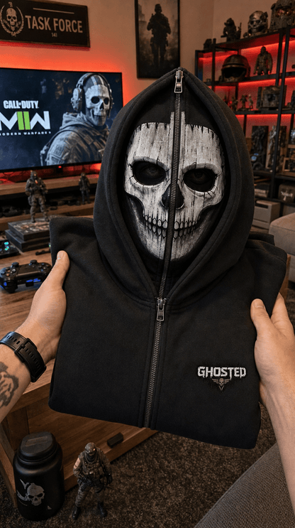Halloween Mask Graphic Zip-Up Hoodie