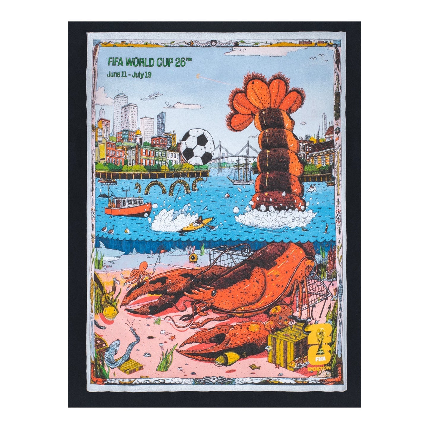 World Cup 2026 Boston Poster Black T-Shirt