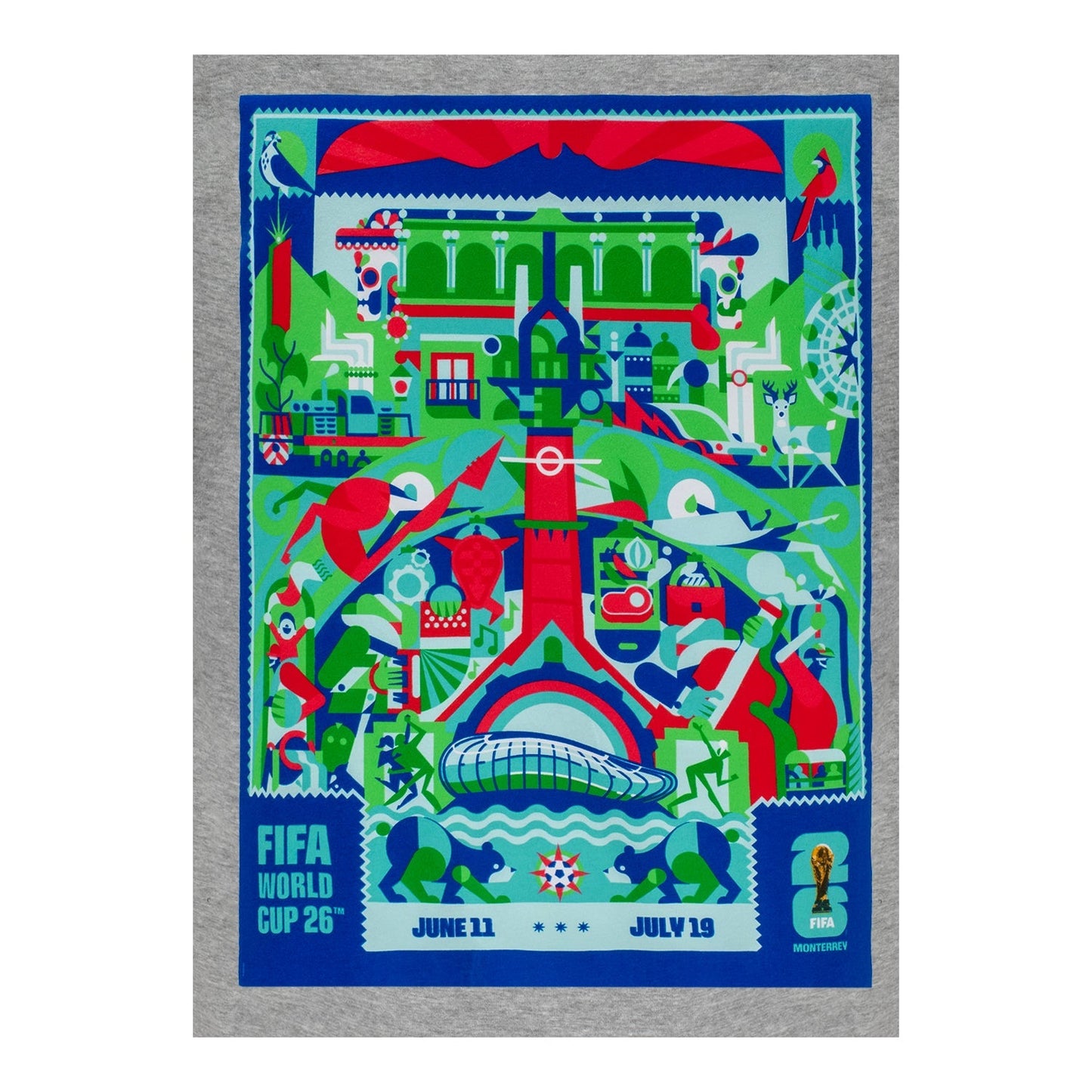 World Cup 2026 Monterrey Poster Grey T-Shirt [ESP]