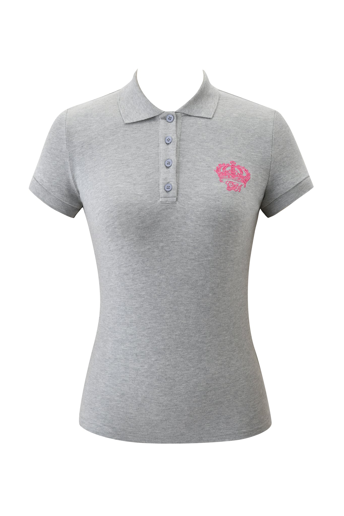 Grey Fitted Short Sleeve Polo Top