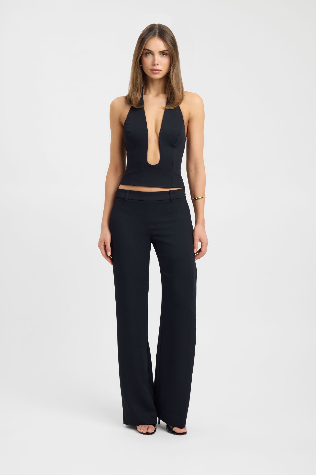 Black Low Cut Halter Top