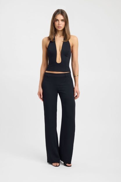 Black Low Cut Halter Top