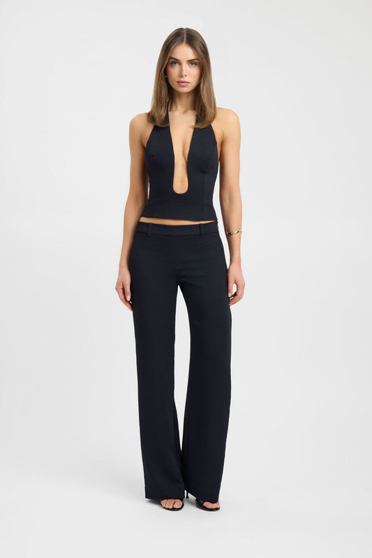 Black Low Cut Halter Top