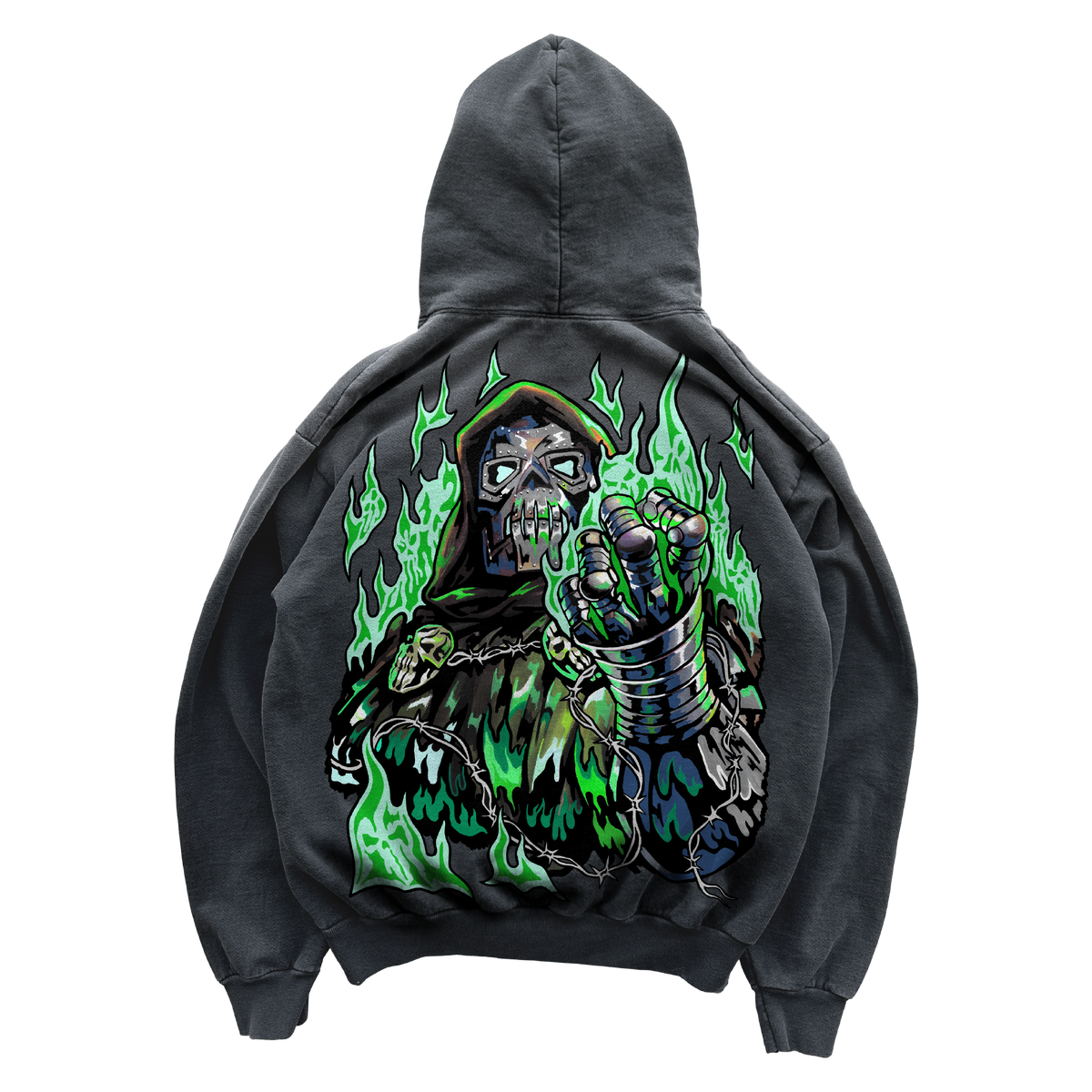 Metal Face Hoodie - Vintage Black