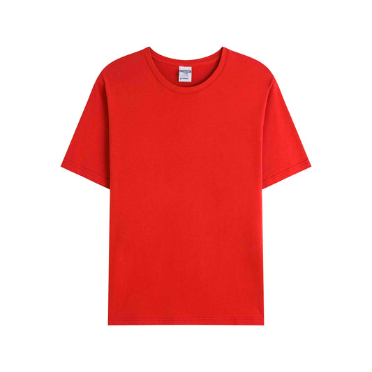 Red solid color high-quality cotton T-shirt