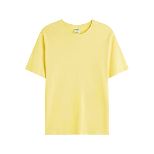 Yellow solid color high-quality cotton T-shirt