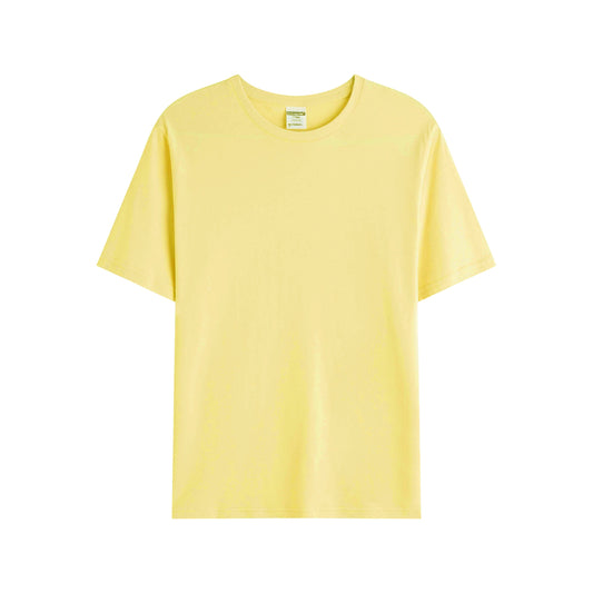 Yellow solid color high-quality cotton T-shirt