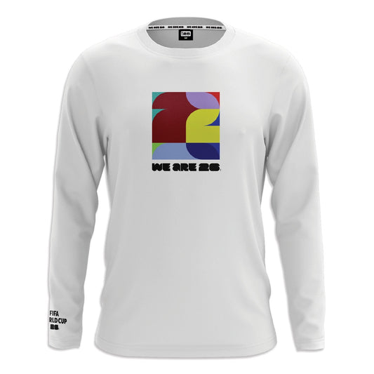 World Cup 2026 Square Abstract Long Sleeve White T-Shirt
