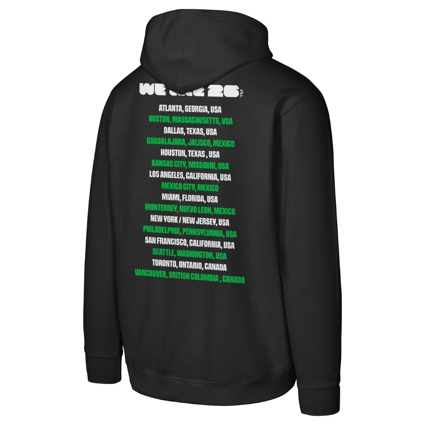 World Cup 2026 Host Cities Futbol Black Hoodie