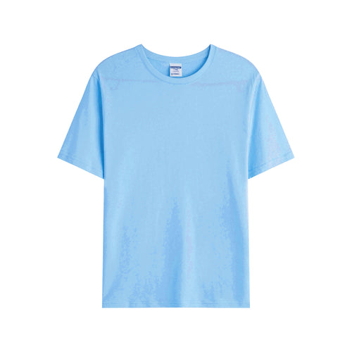 Blue solid color high-quality cotton T-shirt