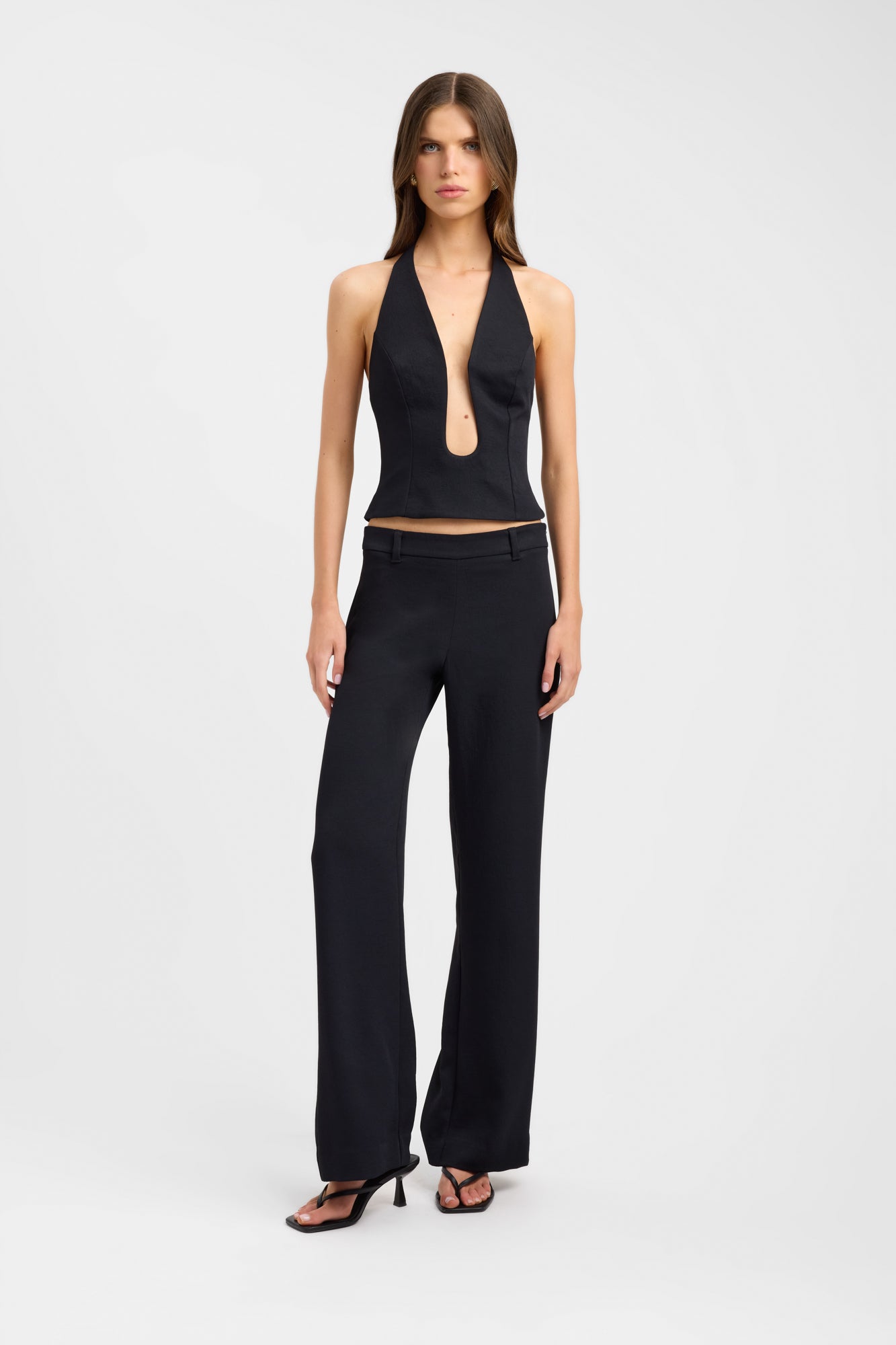 Black Low Cut Halter Top